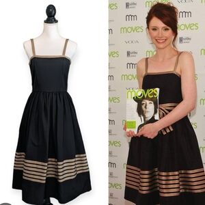 Sag Harbor Black Dress with Gold Accents